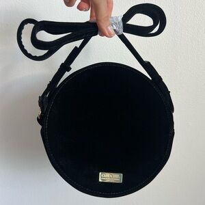 Black Velvet Crossbody Bag Purse Round Structured Good Girl by Carolina Herrera